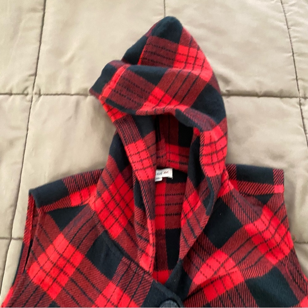 Rewind Red and Black Plaid Hooded Cape. Brand New. NWOT